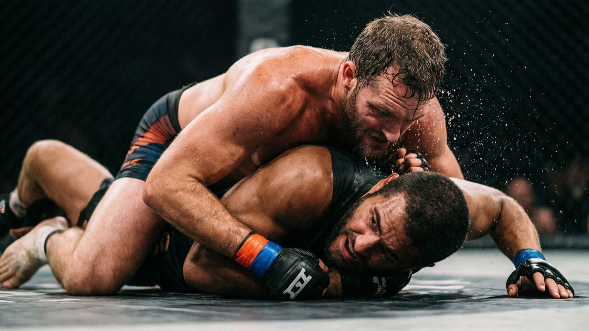 Carlos Newton dominates on the ground in a grappling exchange.