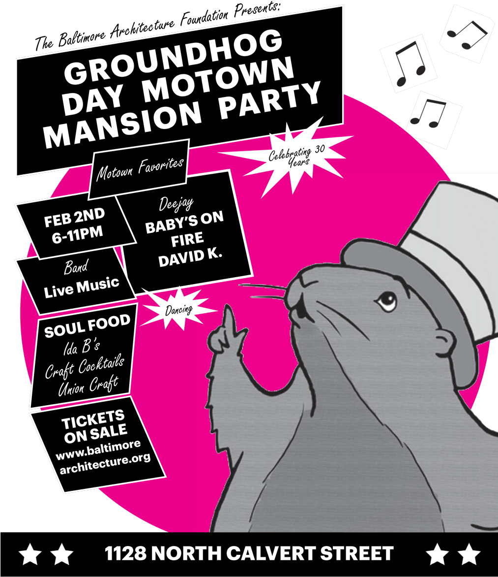 Groundhog Day Motown Mansion Party Poster PNG