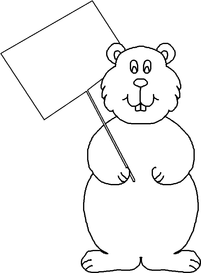 Groundhog Holding Blank Sign Illustration PNG