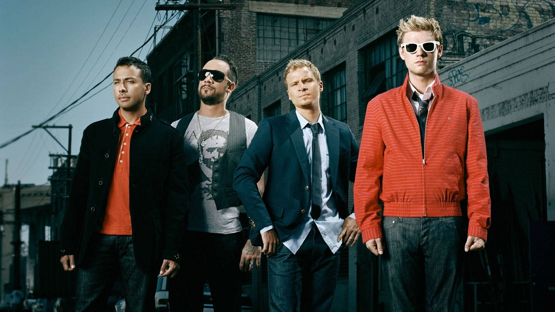 Group Backstreet Boys In Front Of Building Background