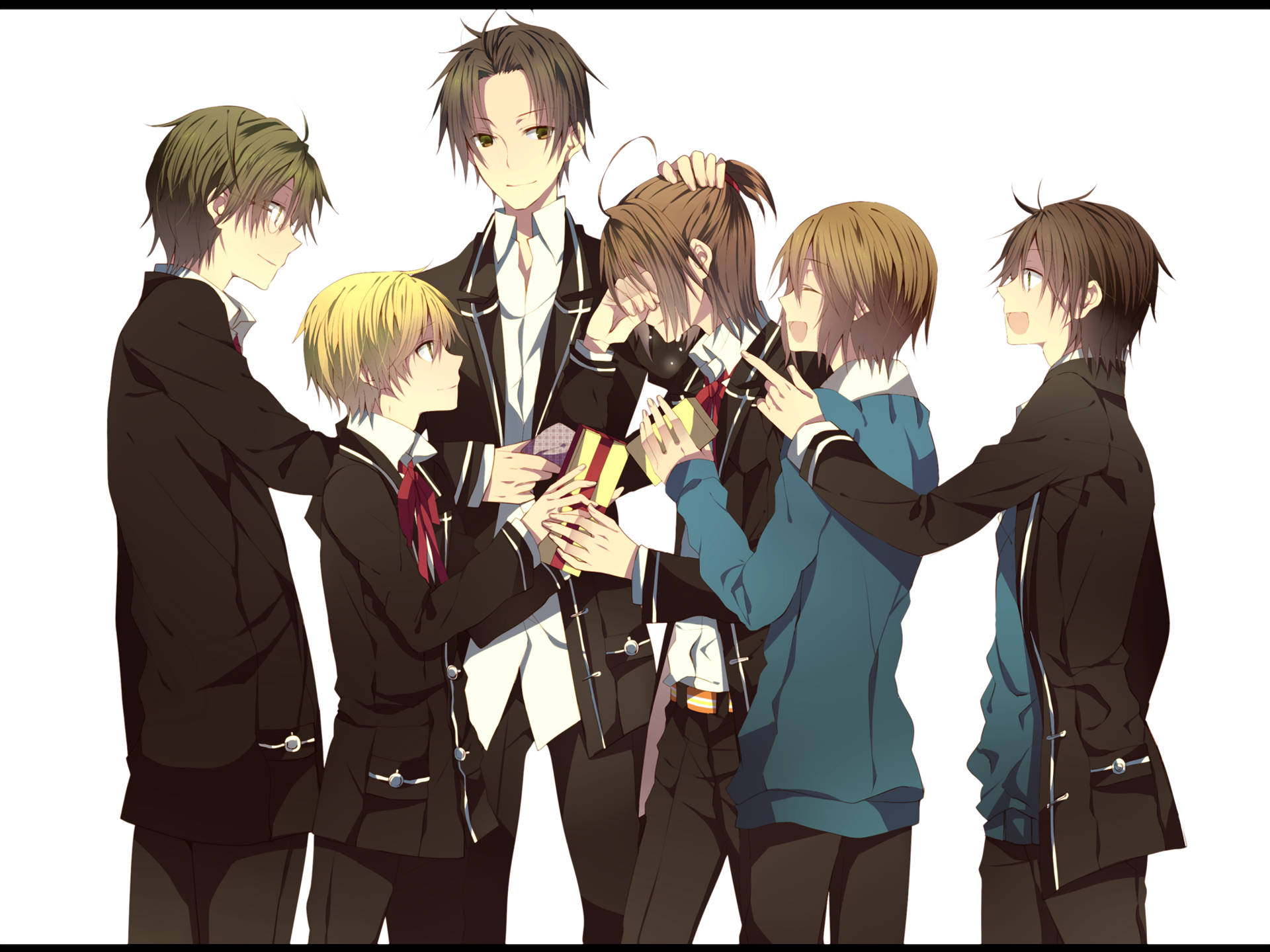 Group Comforting Friend Anime Boys Aesthetic Wallpaper