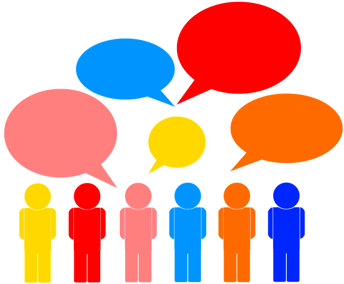 Group Discussion Colorful People Speech Bubbles PNG