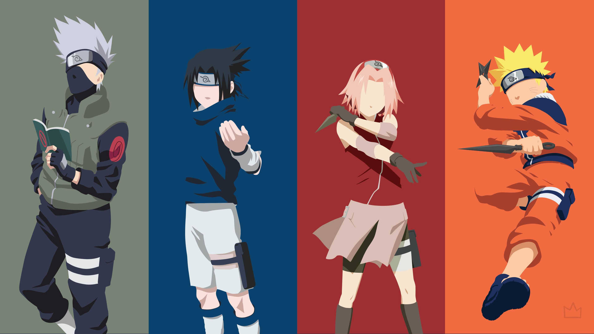 Group Naruto Team 7 Minimalist Wallpaper