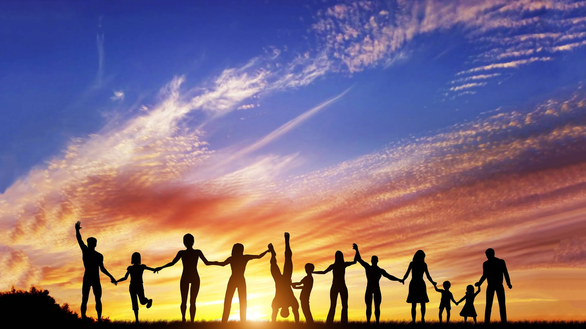 Group Of People Holding Hands Wallpaper