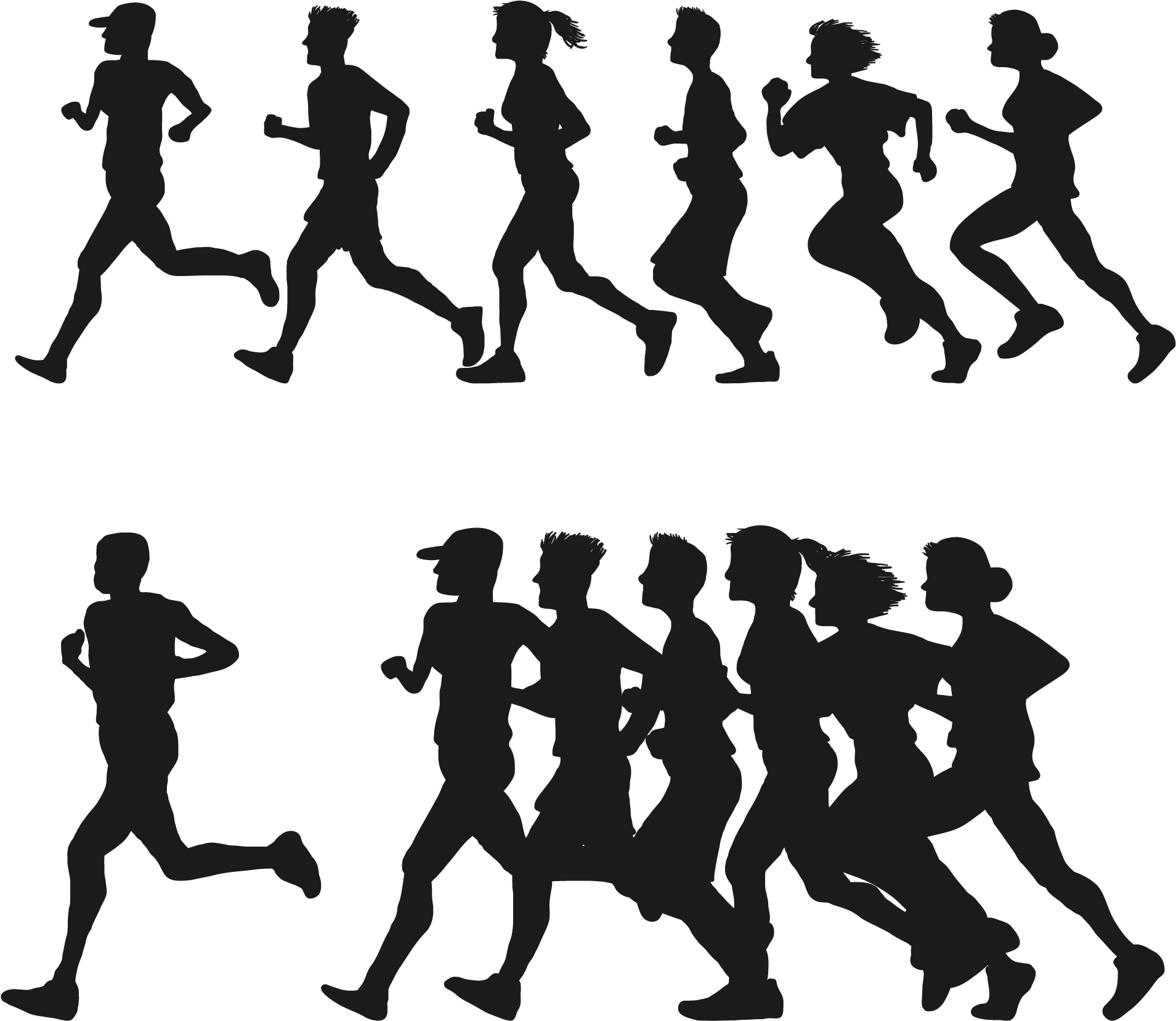 Group Runners Silhouette PNG