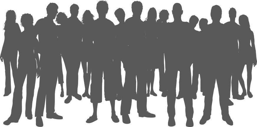 Group Silhouette Blue Background PNG