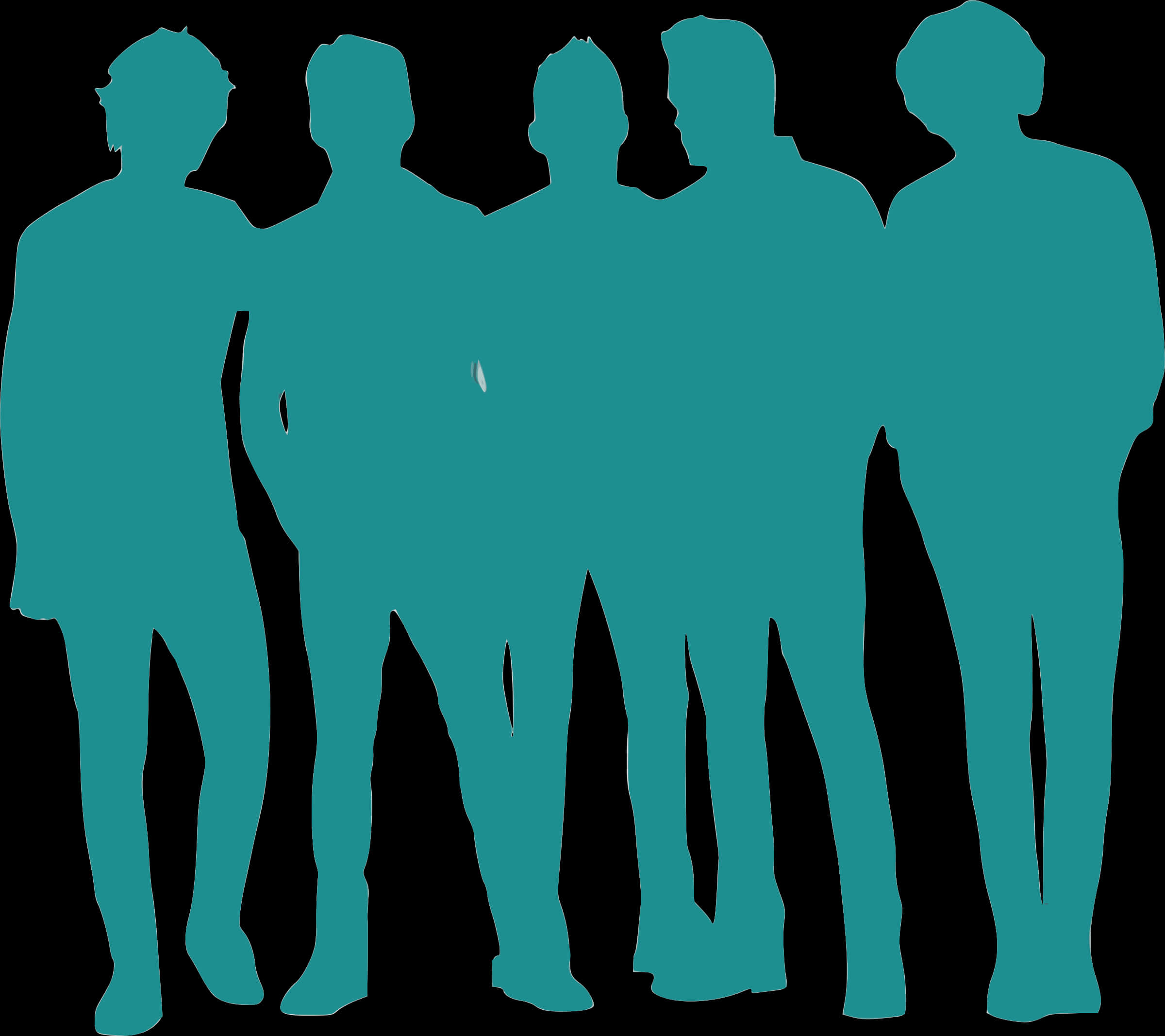 Group Silhouette Teal Background PNG