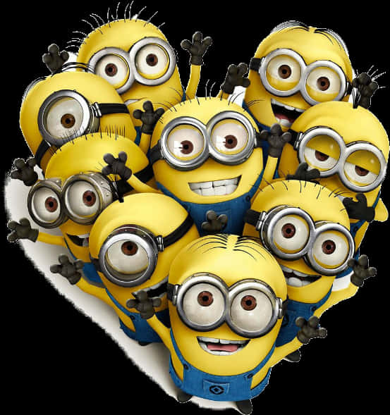 Groupof Minions Celebration PNG