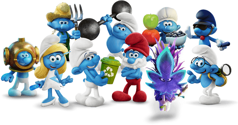Groupof Smurfs Characters PNG