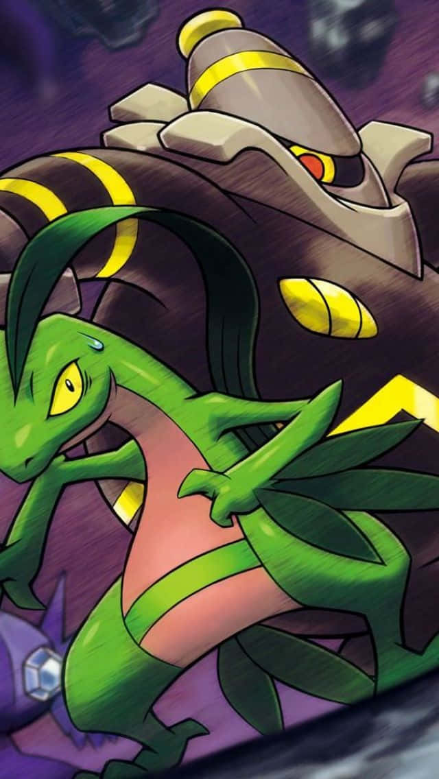 Grovyle with Dusknoir and Sableye in a thrilling Pokemon scene Wallpaper