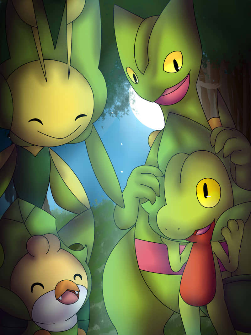 Grovylemed Grön Pokemon. Wallpaper