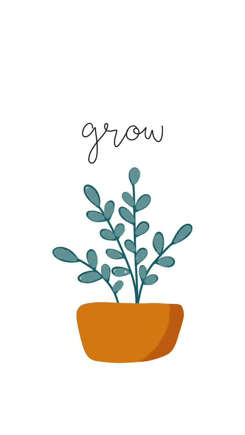 Grow Cute Plant Minimalist Art Wallpaper
