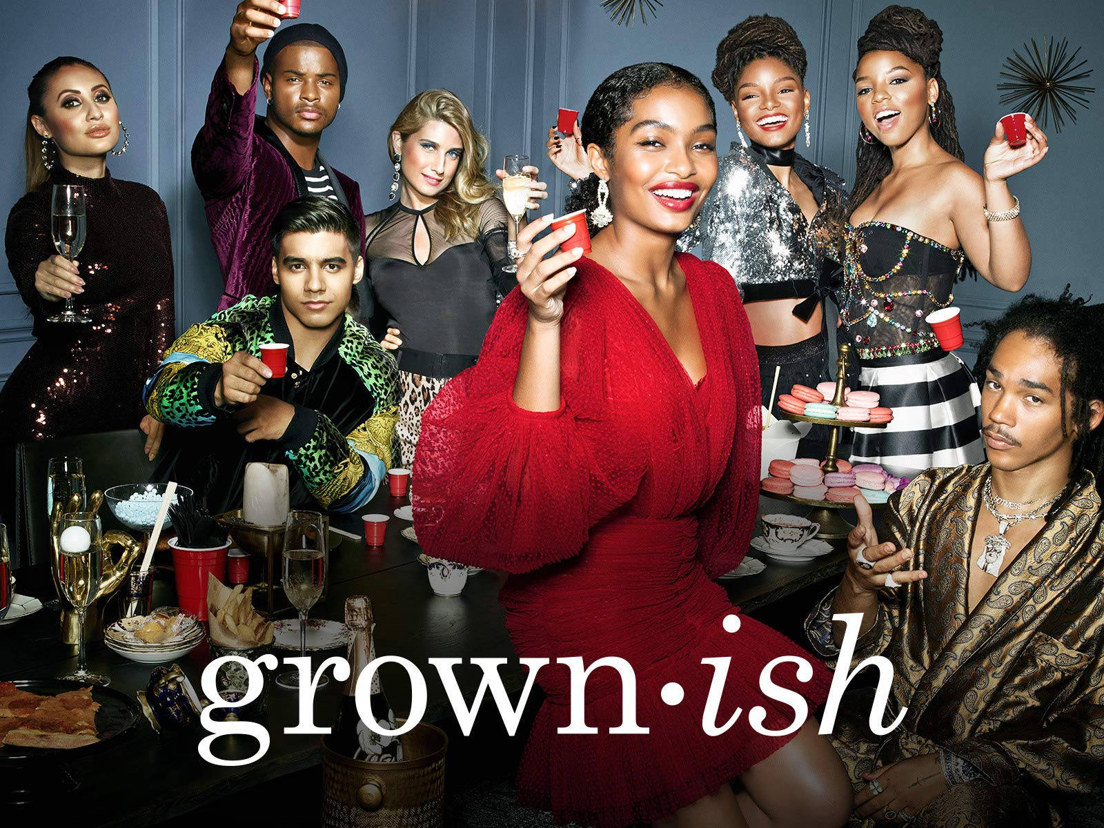 Grown Ish Group Cast Tv Series Poster Wallpaper