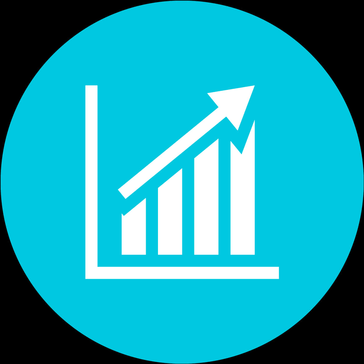 Growth Chart Icon Cyan Background PNG