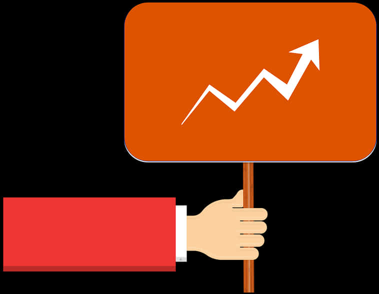 Growth Trend Sign Heldby Hand PNG