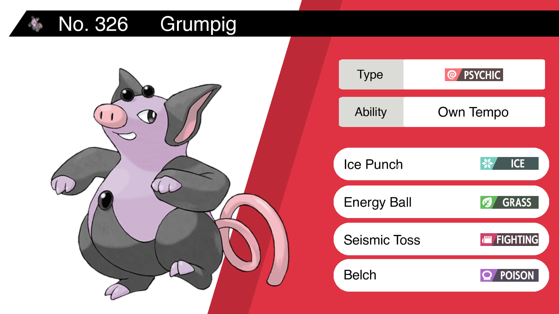 Grumpig With Stats Wallpaper