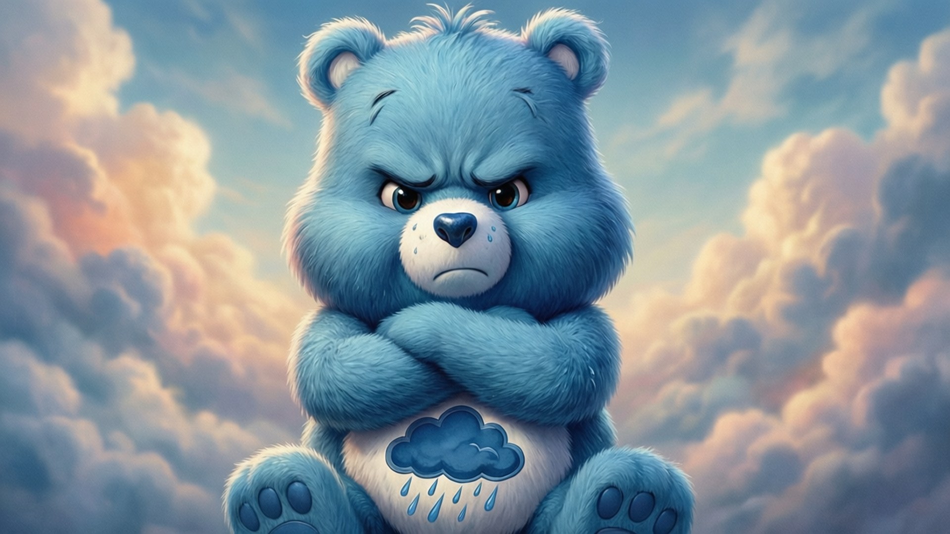 Grumpy Bear sur un nuage Fonds d'écran