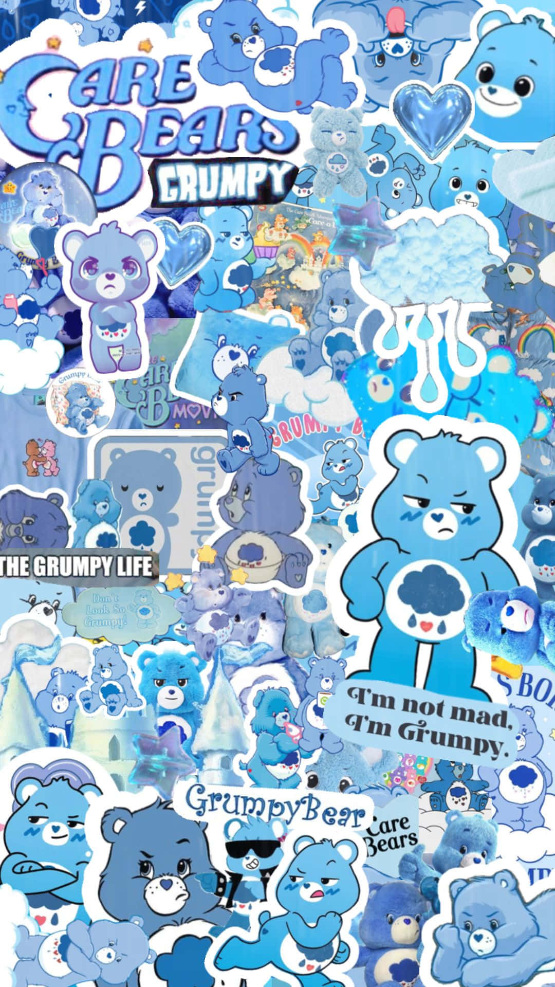 Grumpy Care Bears Collagei Phone Wallpaper Wallpaper