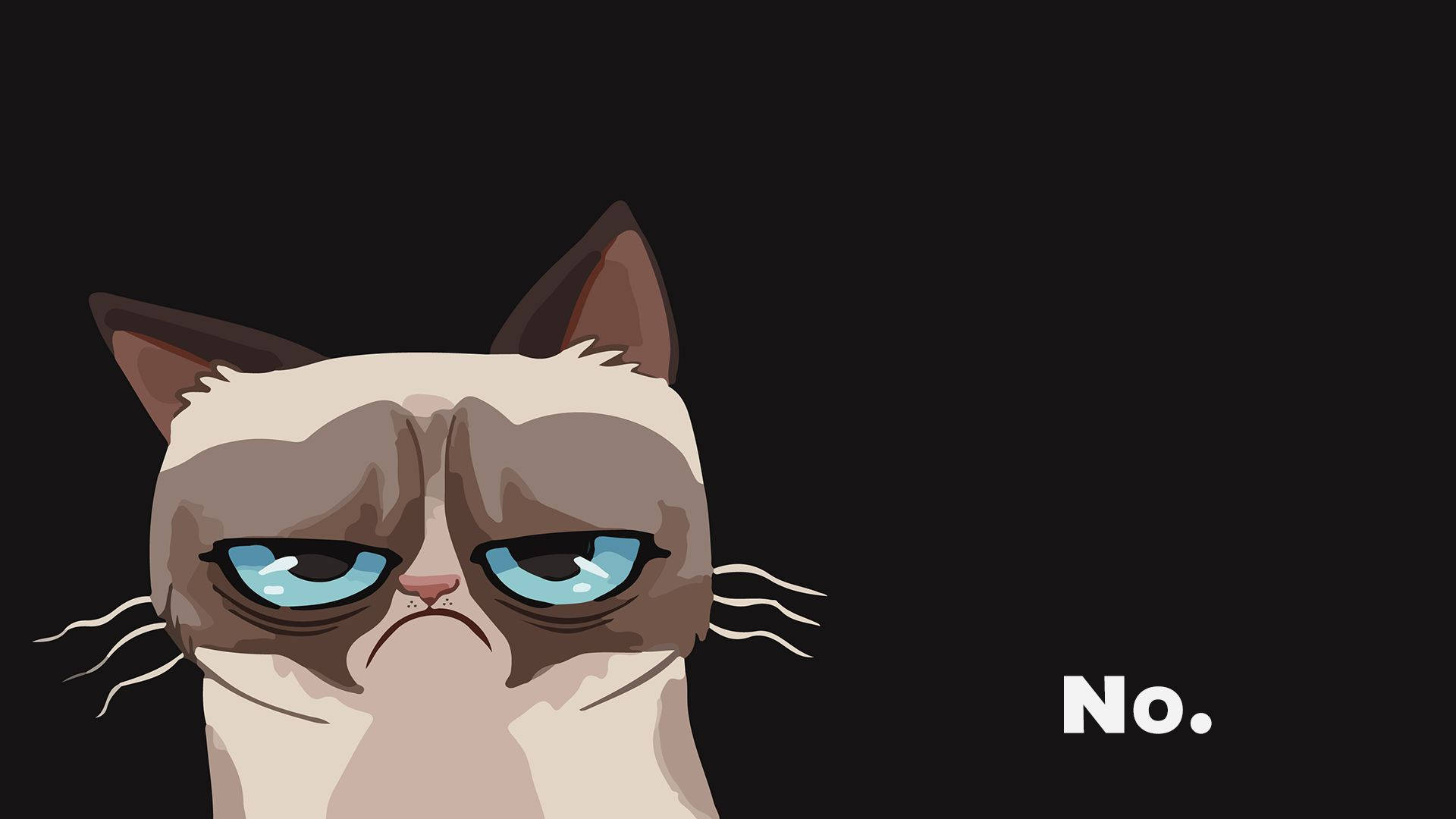 Grumpy cat meme with serious face expression in a black background saying 