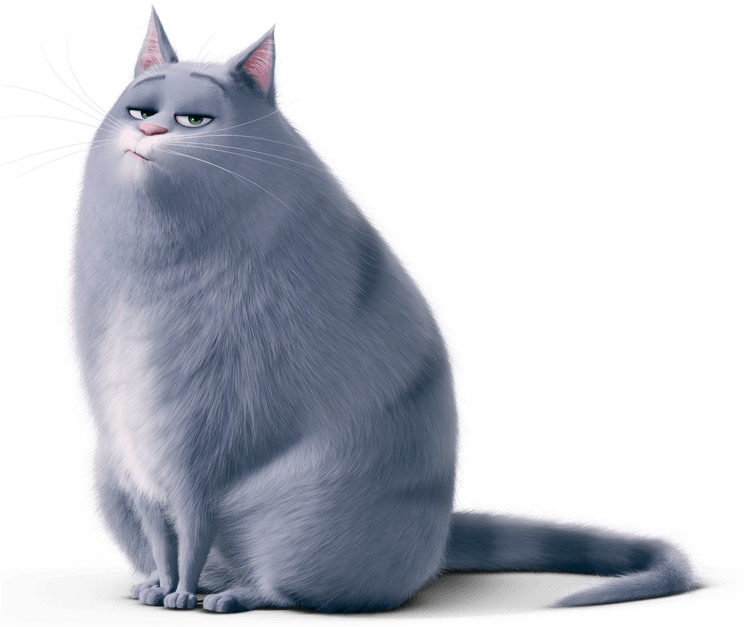 Grumpy Gray Cat Cartoon PNG