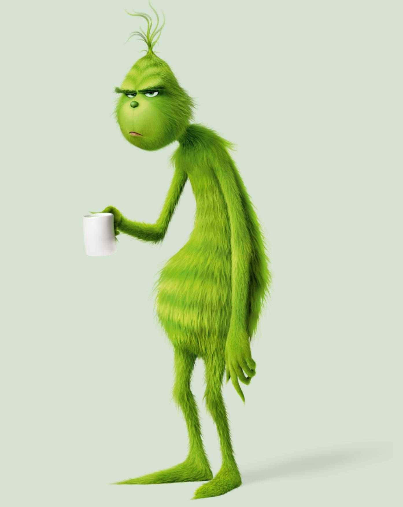 Grumpy Green Character With Coffee Wallpaper