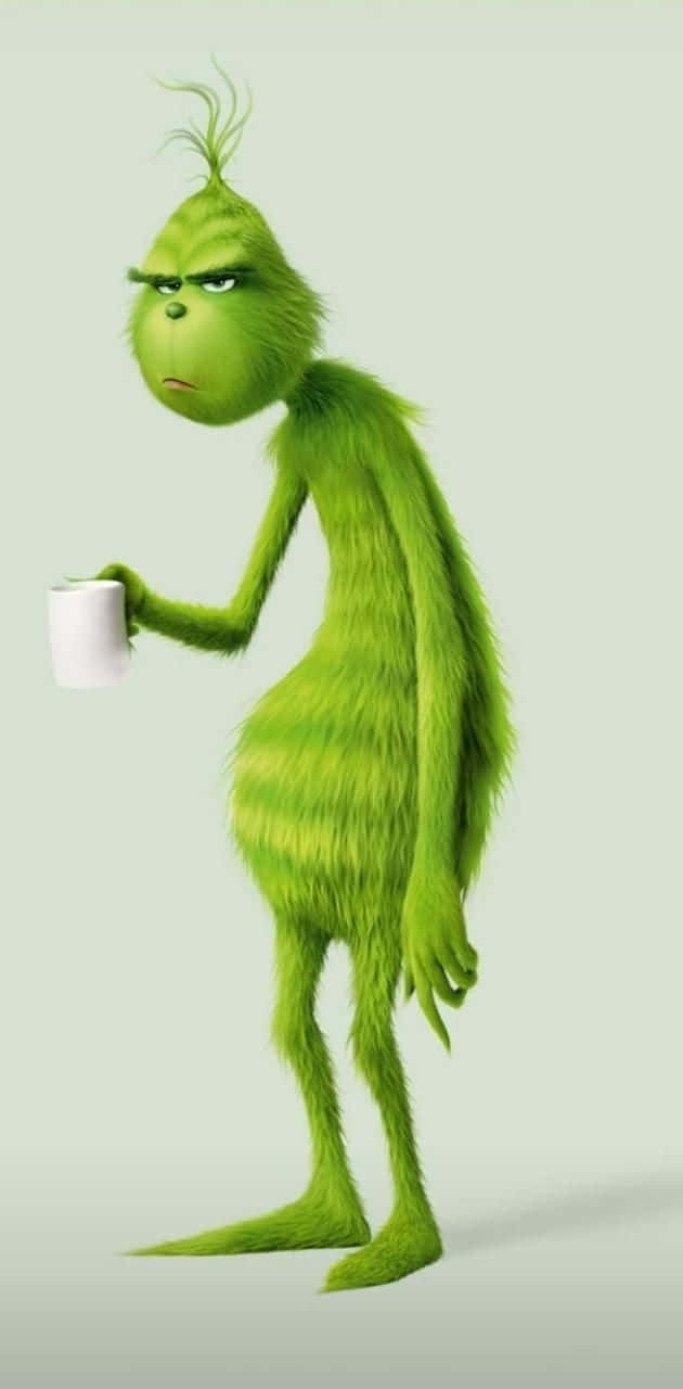 Grumpy Green Character With Coffee.jpg Wallpaper
