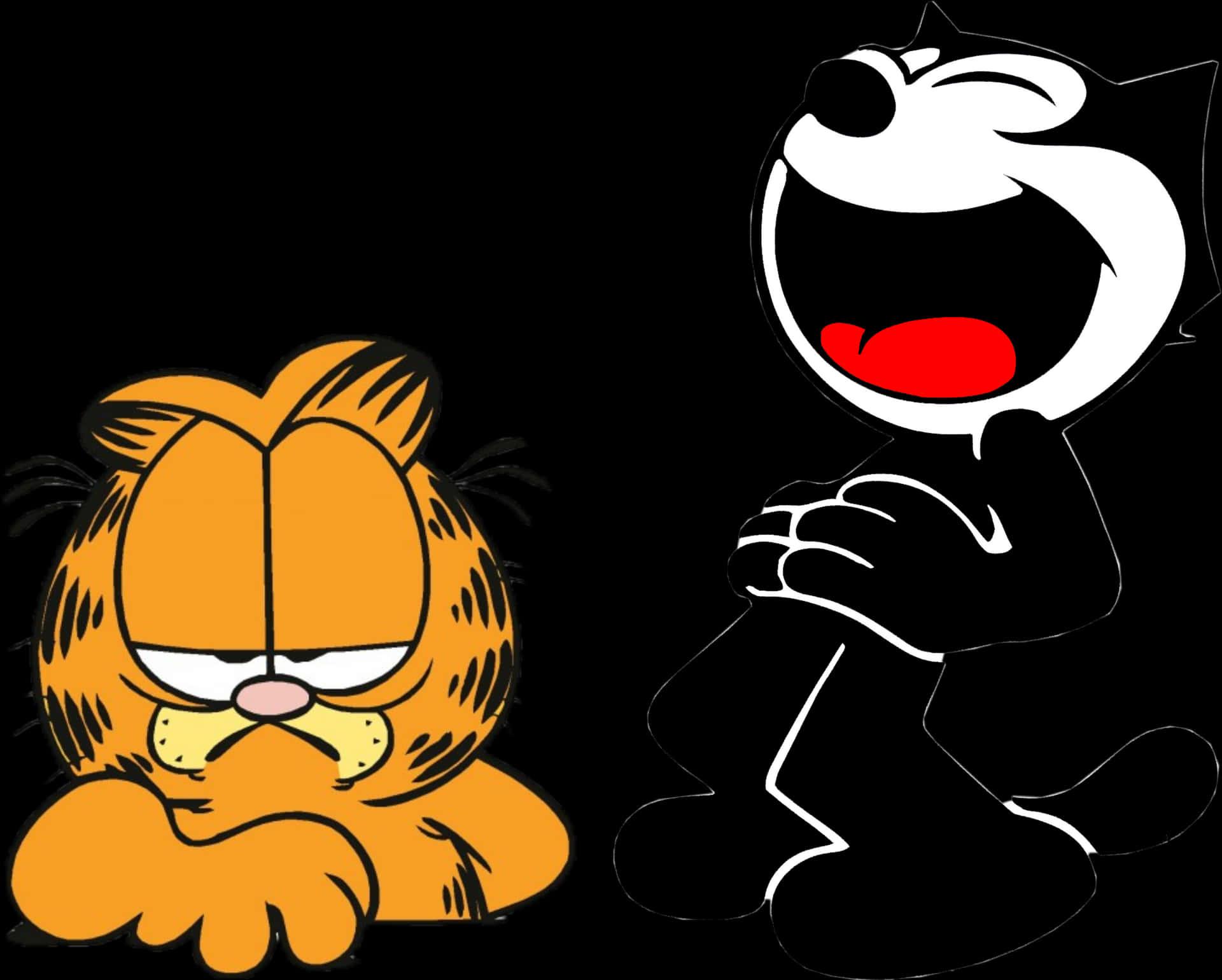 Grumpy Orange Catand Laughing Black Cat PNG