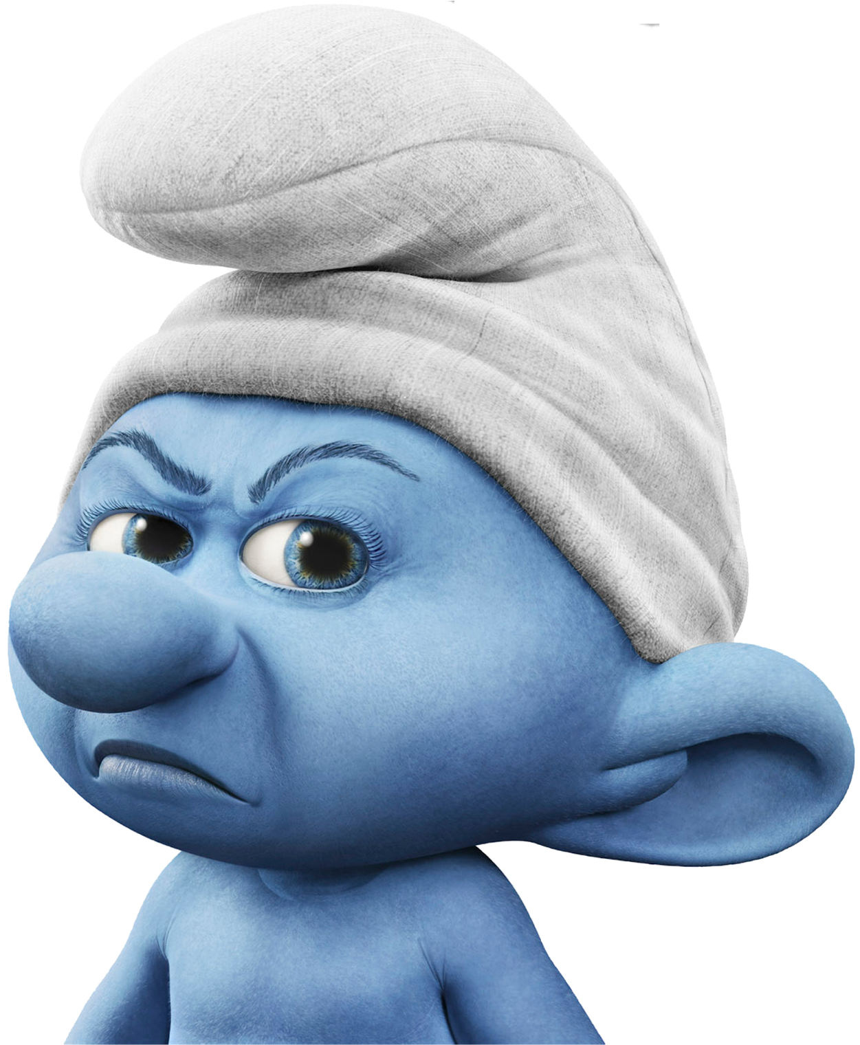 Grumpy Smurf Close Up PNG
