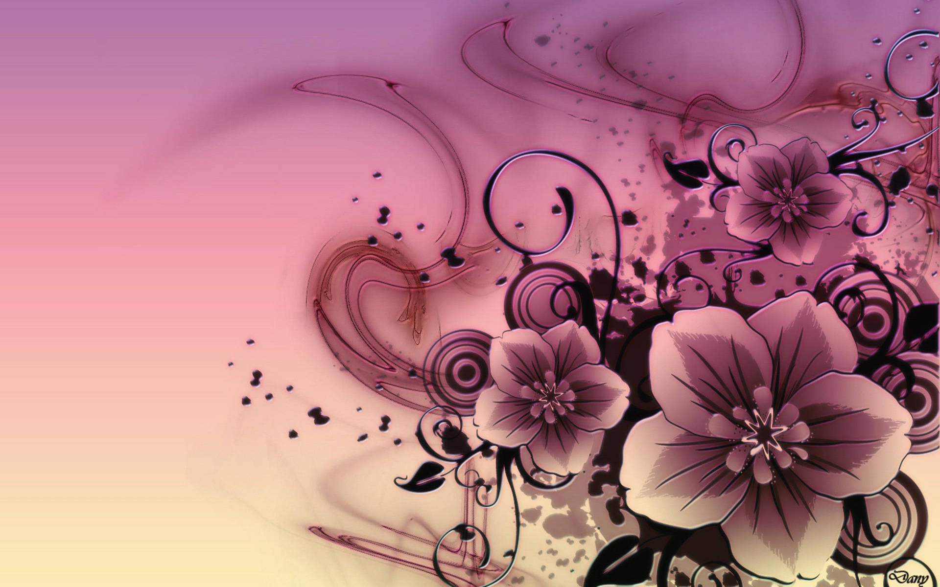 Grundlæggende Blomst Kunst Pink Wallpaper