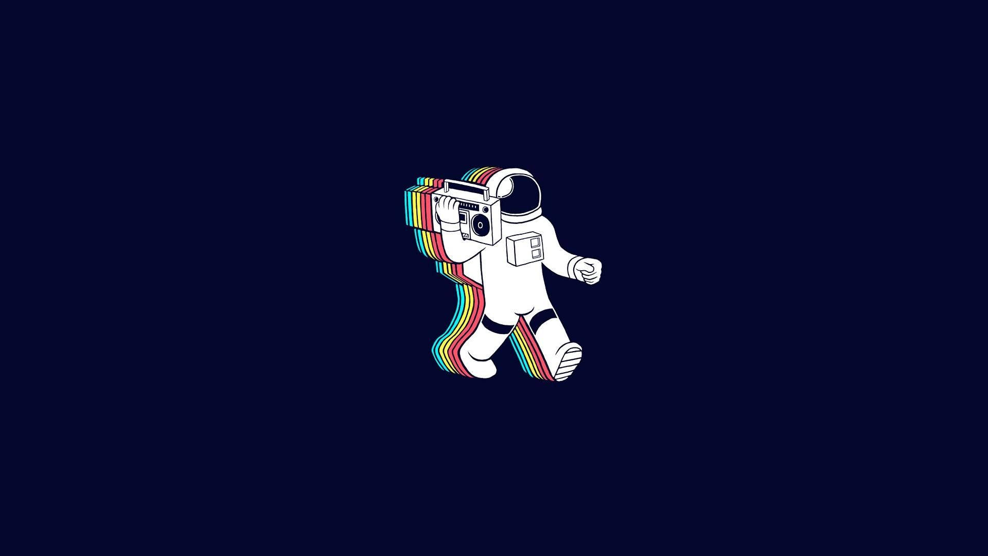 Grundlæggende Rainbow Astronaut Wallpaper