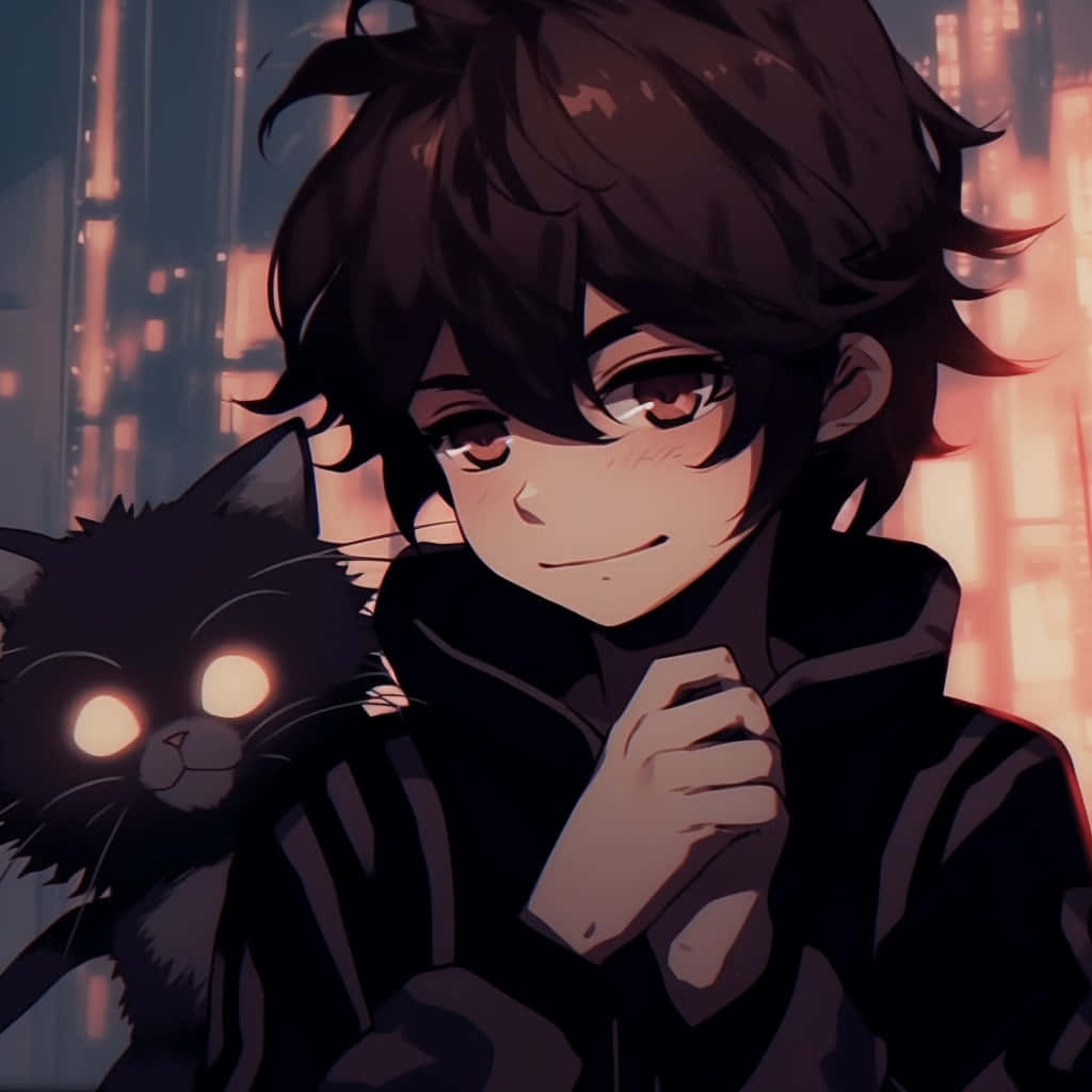 Grunge Aesthetic Anime Boywith Cat Pfp Wallpaper