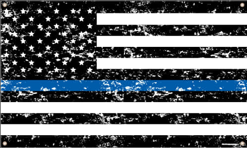 Grunge American Flag Thin Blue Line PNG