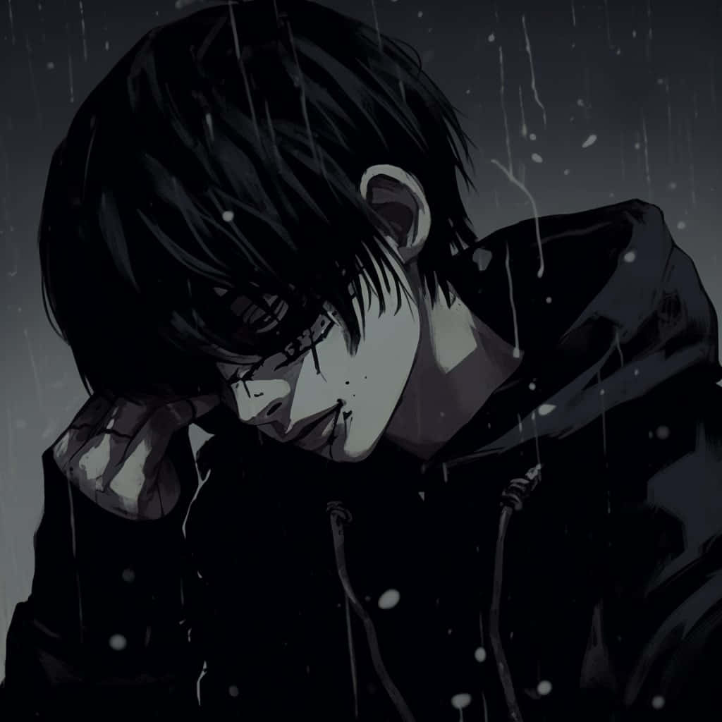 Grunge Anime Boy Rainy Mood Pfp Wallpaper
