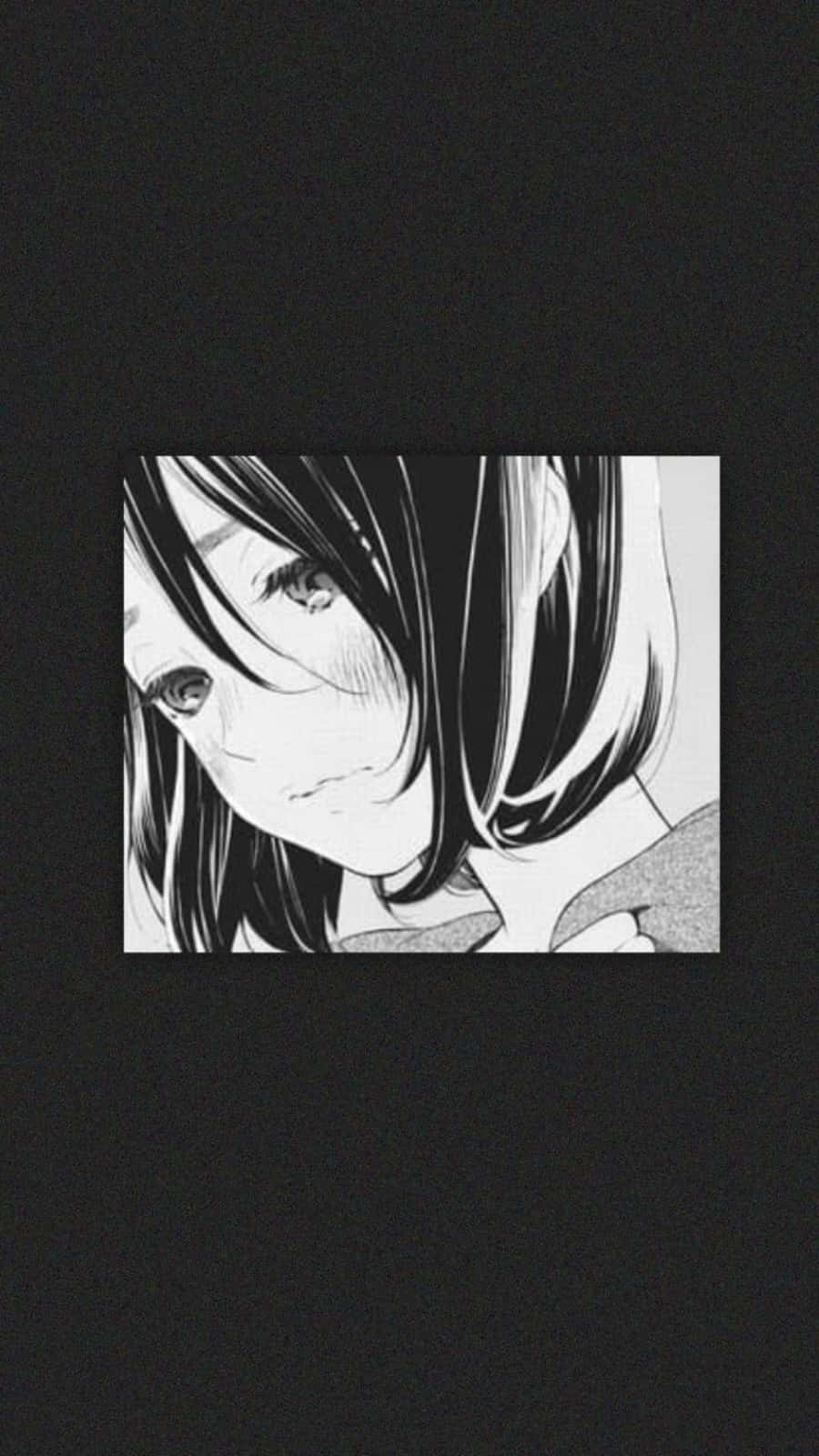 Grunge Anime Sad Girl Black And White Wallpaper
