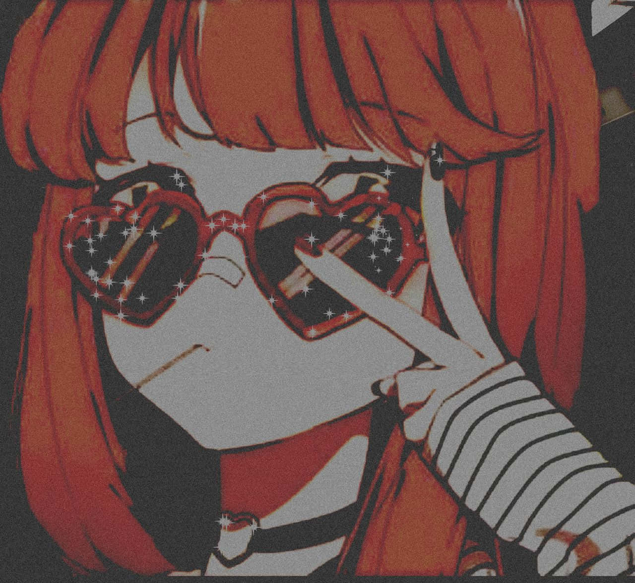 Grunge Anime Girl Black And Red Aesthetic Wallpaper