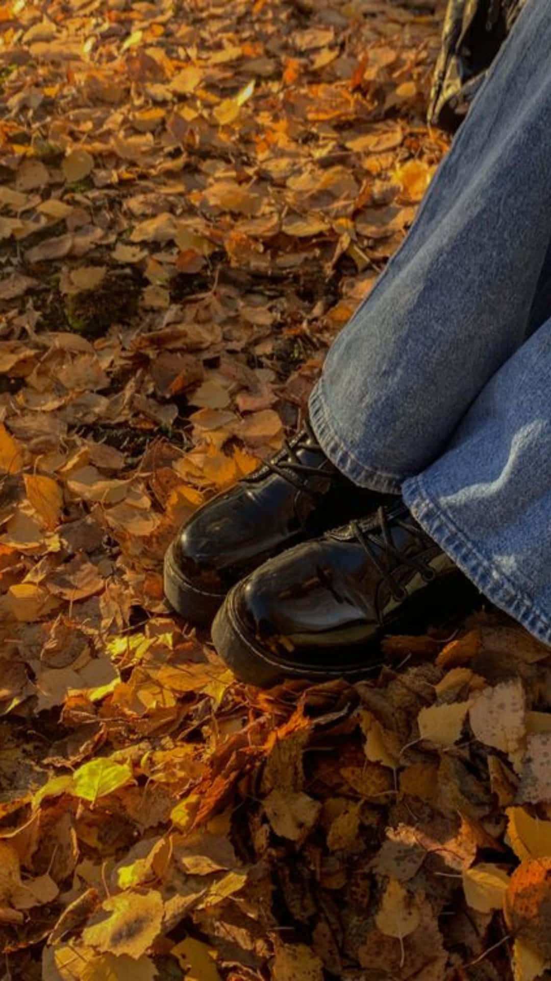 Grunge Autumn Leavesand Boots Wallpaper