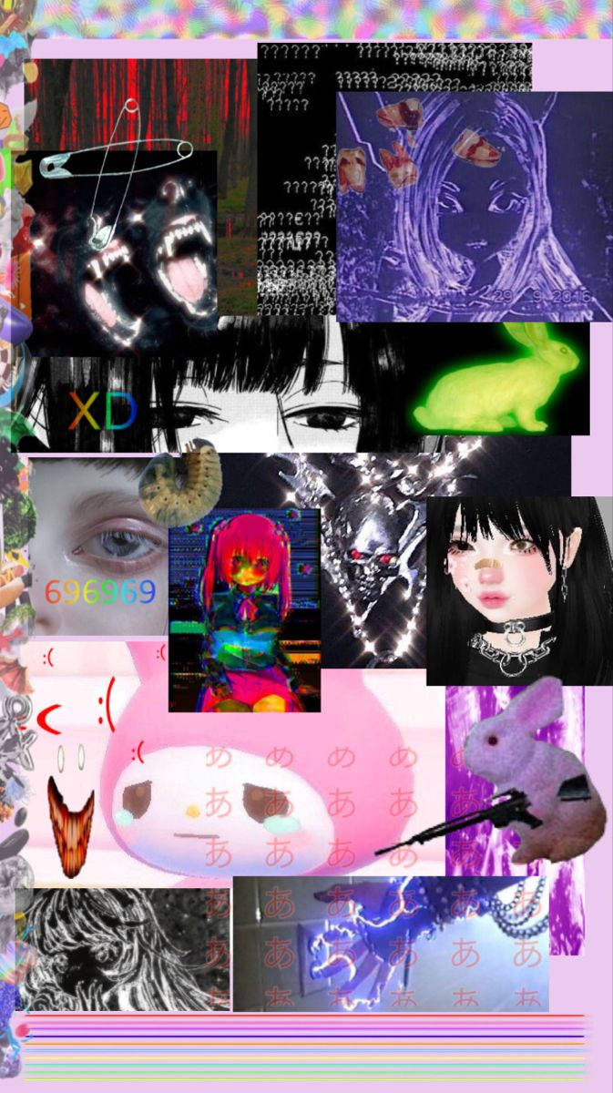 Grungeemo Æstetisk Anime Collage Wallpaper