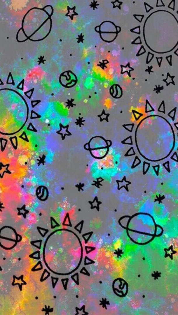 Grungeemo Æstetisk Farverige Planeter. Wallpaper