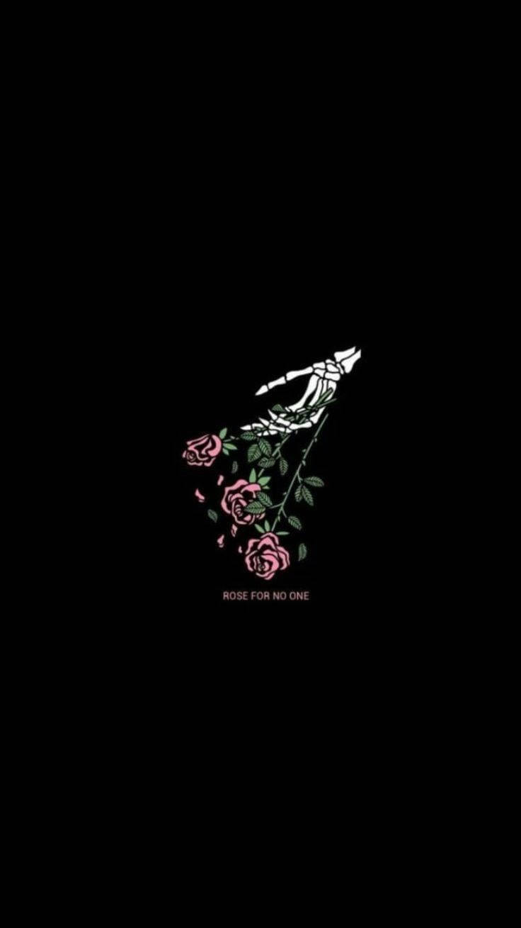 A Black Background With A Rose On It Wallpaper