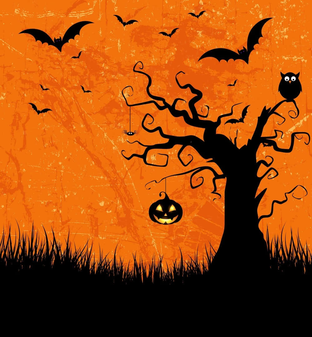 Grunge Halloween Backdropwith Bats Wallpaper