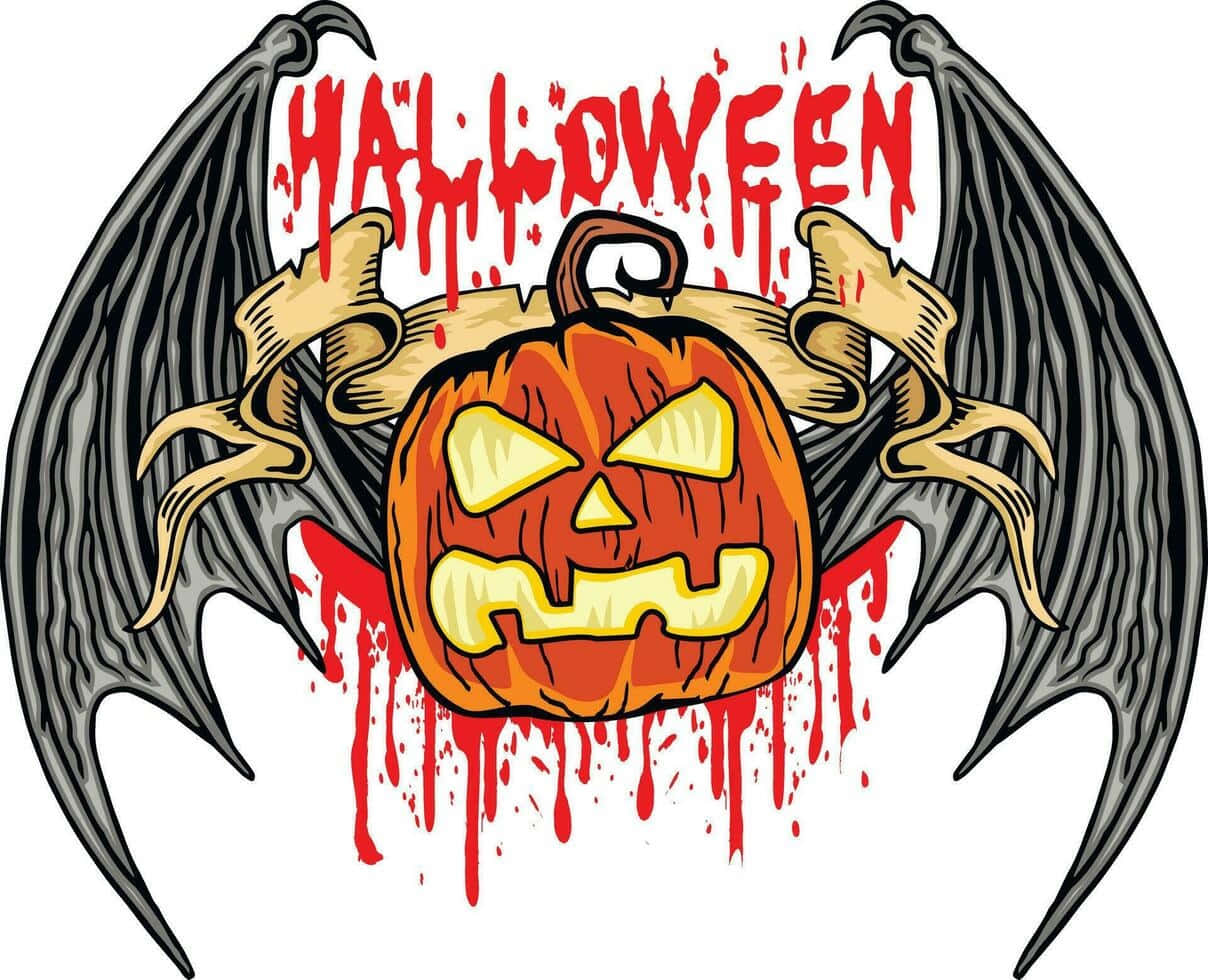 Grunge Halloween Pumpkinand Bats Wallpaper