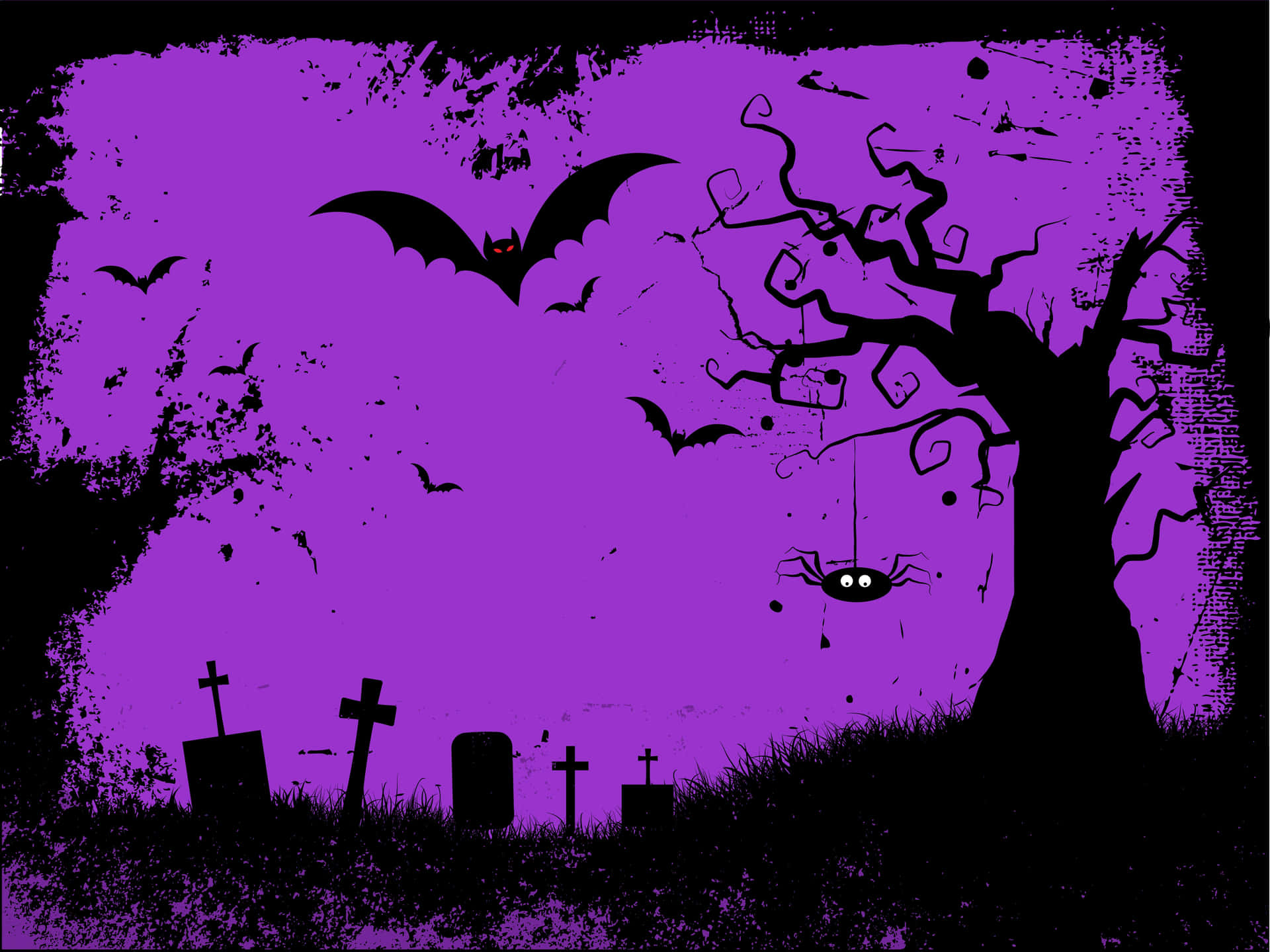 Grunge Halloween Scene Purple Backdrop Wallpaper