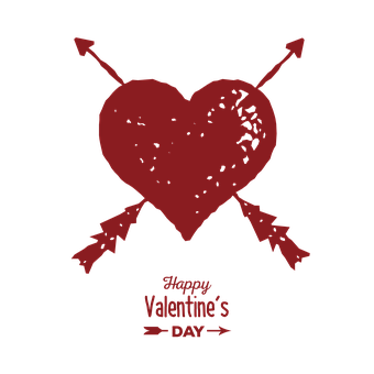 Grunge Heart Arrows Valentines Day PNG