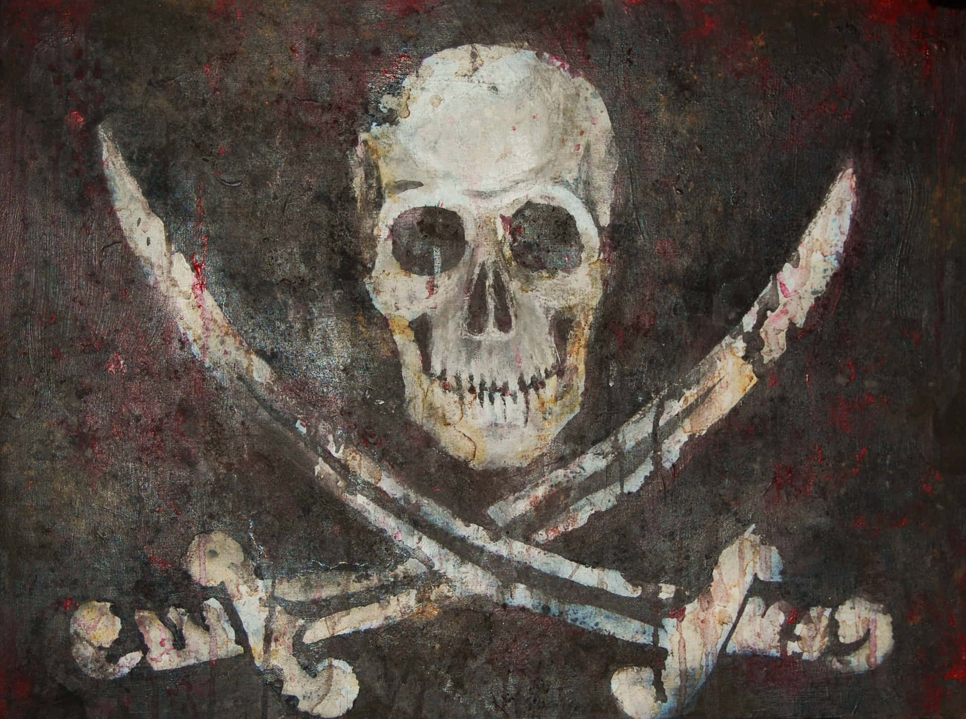 Grunge Jolly Roger Painting Wallpaper