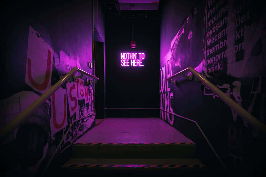 Grunge Neon Purple Staircase Aesthetic Wallpaper