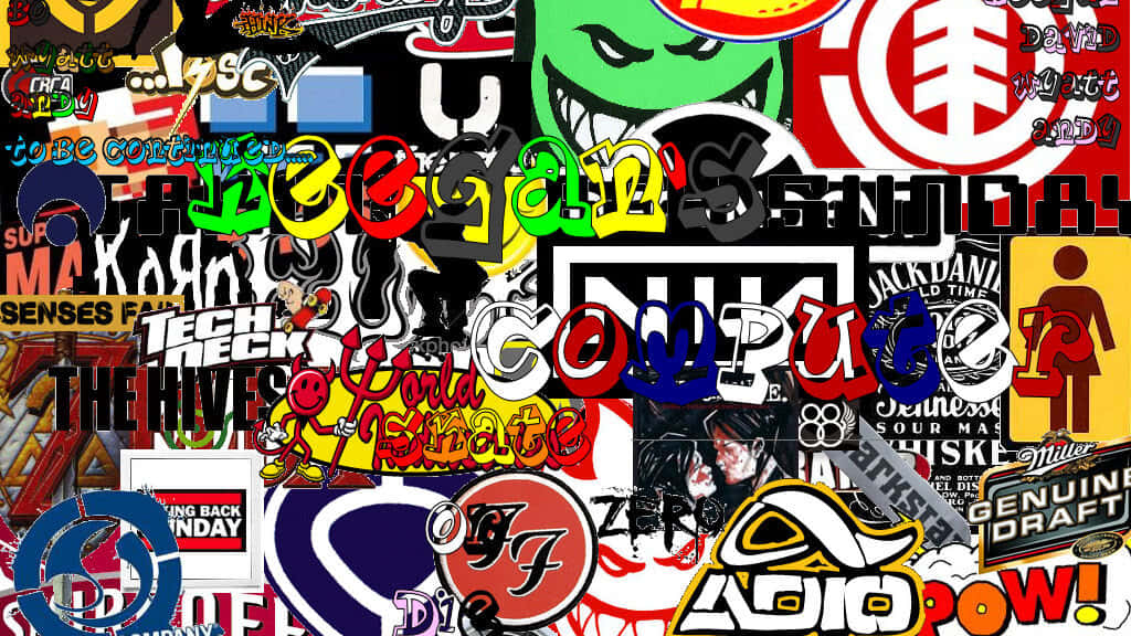 Grunge Skater Sticker Collage Wallpaper