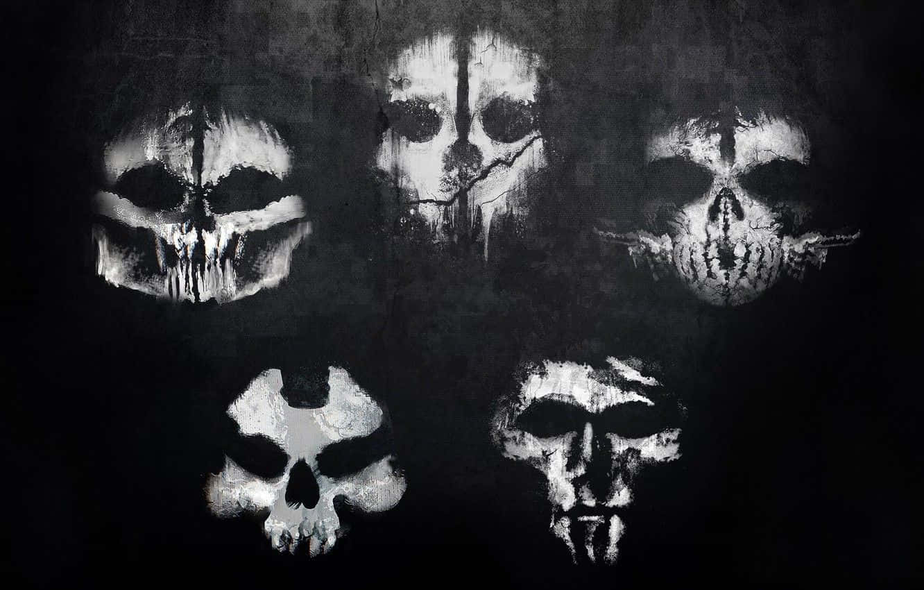 Grunge Skull Quintet Artwork Wallpaper
