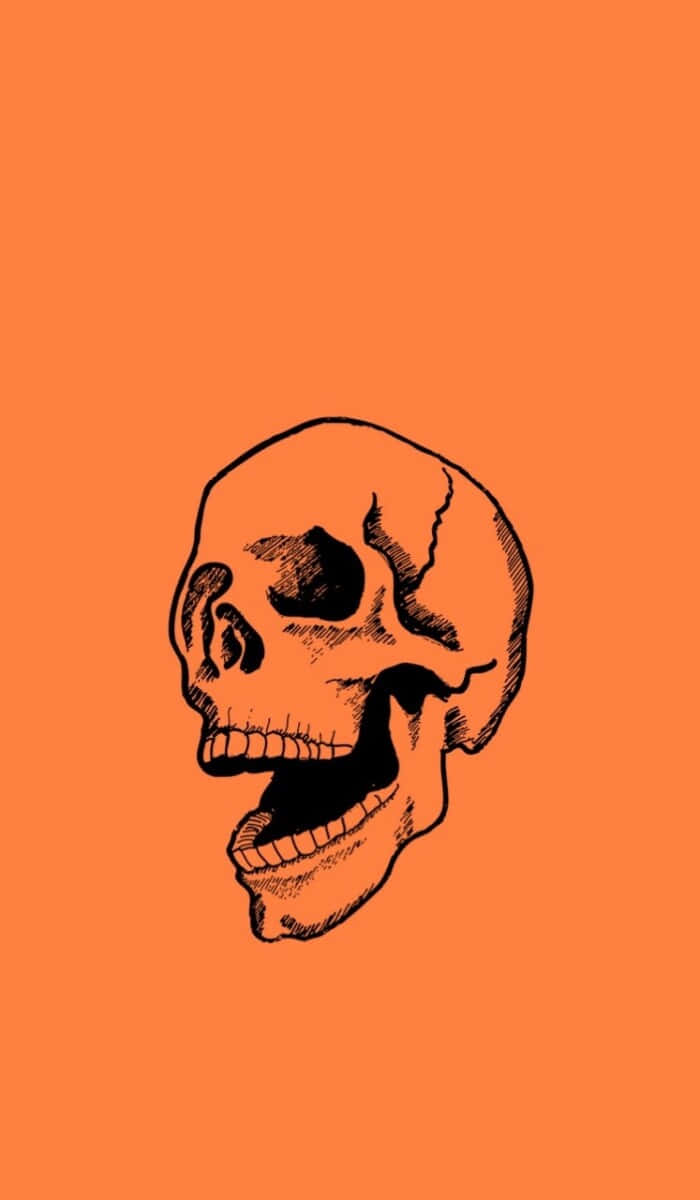 Grunge Skull Op Oranje Achtergrond Achtergrond