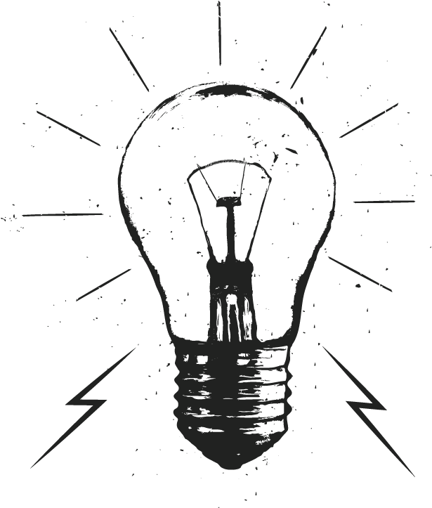 Grunge Style Lightbulb Illustration PNG