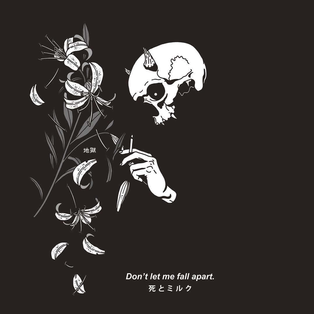 Dark Grunge Tumblr Aesthetic Skull And Flowers Wallpaper